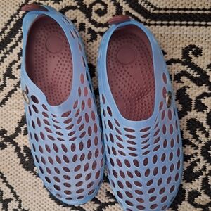 Blue Perforated Slip-On Shoes